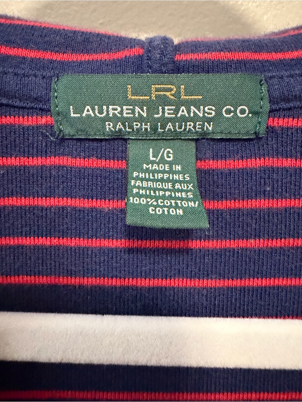 Lauren -Ralph Lauren Navy and Red Striped Long Sleeve Dress